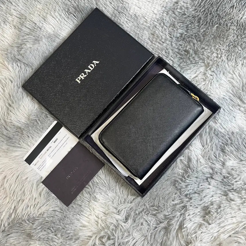 [BUNJANG] Prada Saffiano Black Zip Wallet / [새상품] 프라다 샤피아노 블랙 지퍼 지갑