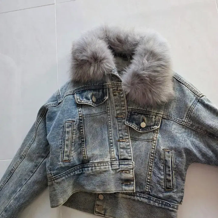 [BUNJANG] Fashion Blue Gray Denim Jacket / 라쿤털  청쟈켓