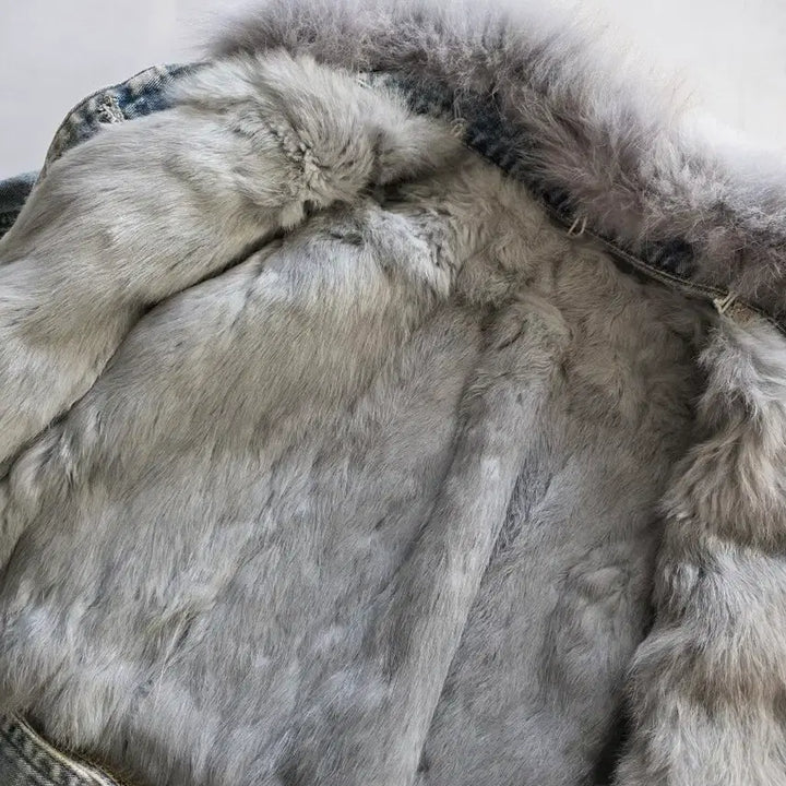 [BUNJANG] Fashion Blue Gray Denim Jacket / 라쿤털  청쟈켓