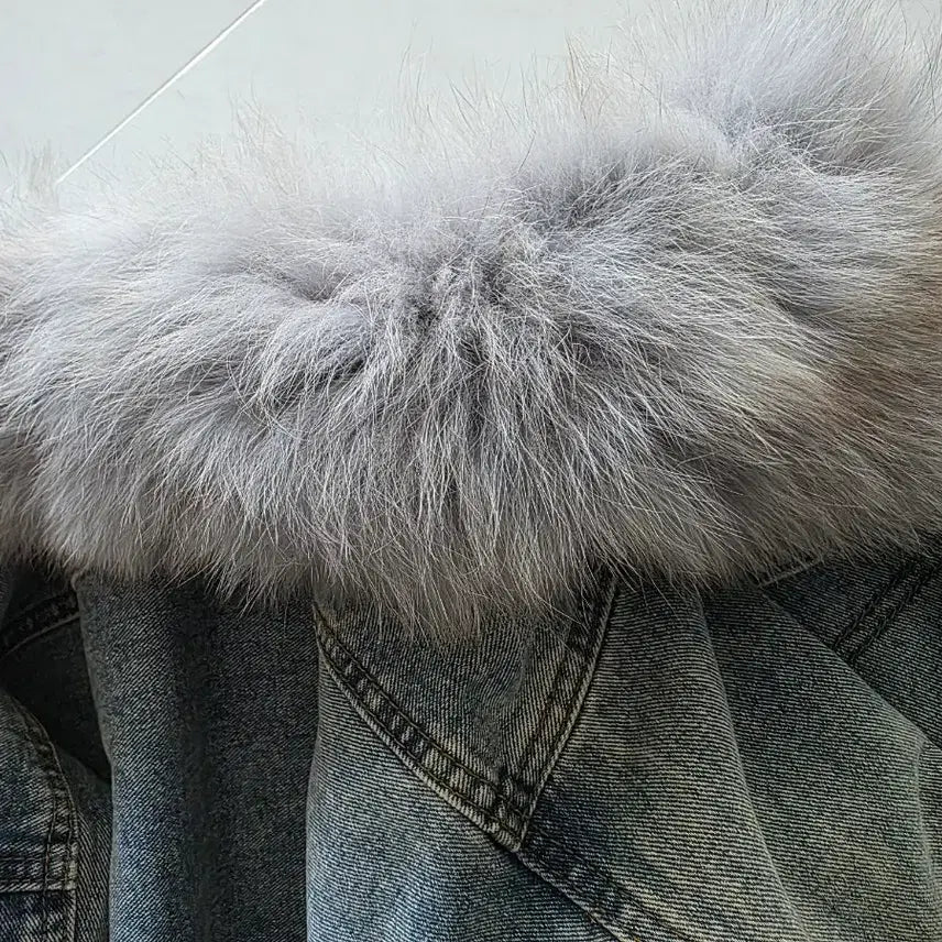 [BUNJANG] Fashion Blue Gray Denim Jacket / 라쿤털  청쟈켓