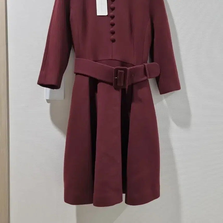 [BUNJANG] Paradise Airline Burgundy Belt Dress / 파라다이스 에어라인 버건디 벨트 원피스 새상품