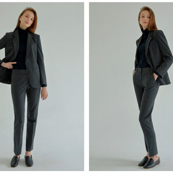 [BUNJANG] 10MONTH Slim Fit Navy Slacks Set / [10MONTH]텐먼스 슬림핏 슬랙스 셋업 네이비