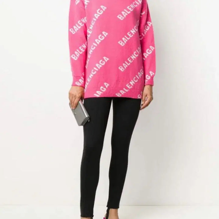 [BUNJANG] Balenciaga Pink Logo Knit XS / 발렌시아가 핑크 로고 니트 xs 새제품