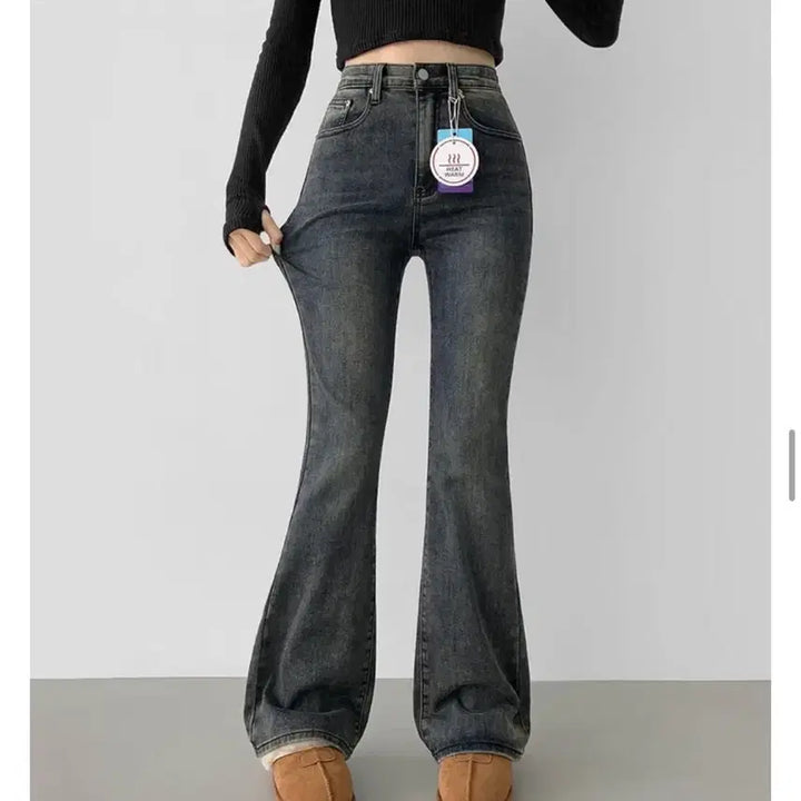 [BUNJANG] Ably Washing Fleece Lined Spandex Denim Pants S Size / 에이블리 워싱 기모 스판 데님팬츠 s