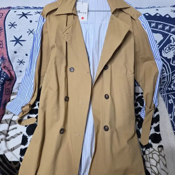 [BUNJANG] Color Block Trench Coat / 배색 트렌치 코트