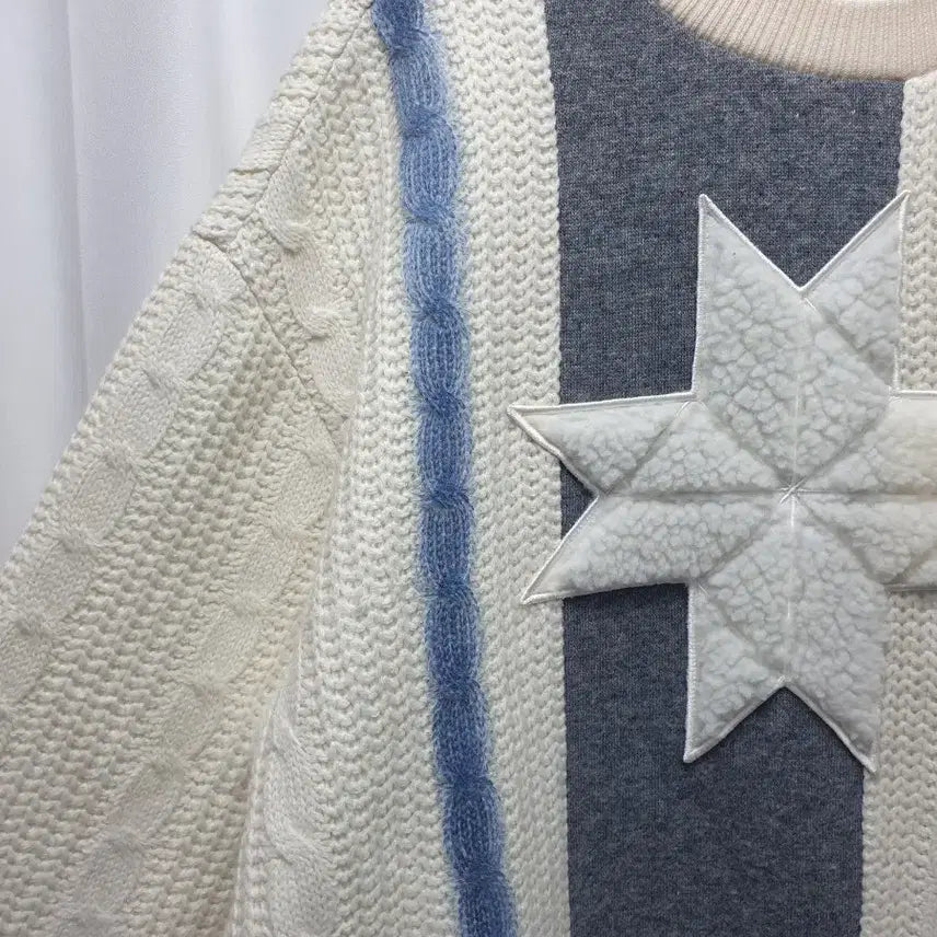 [BUNJANG] Solid Homme Oversized Multi-Fabric Knit Sweater / 솔리드옴므 오버핏 멀티원단 니트 100사이즈