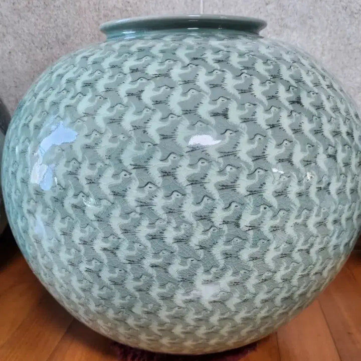 [BUNJANG] Cheonhakmun Celadon Porcelain Jar / 천학문 청자 대호(40cm)