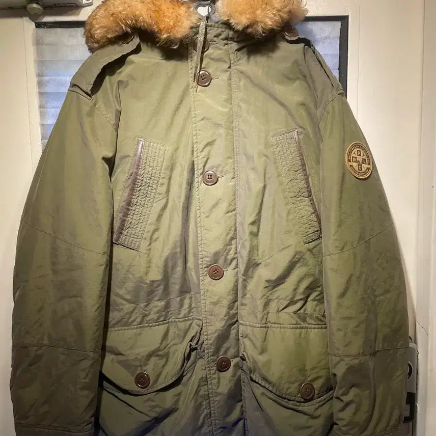 [BUNJANG] Polo Ralph Lauren Khaki Hooded Padded Jacket (Size L) / 폴로 랄프로렌 카키색 후드 패딩 자켓 L사이드 깨끗
