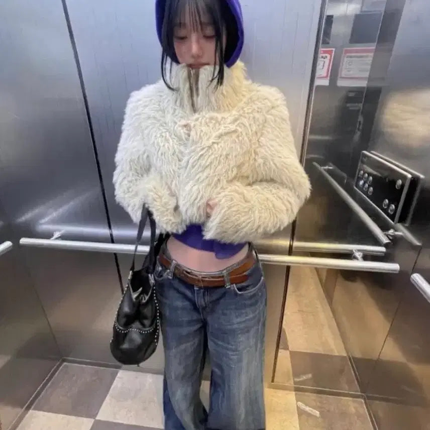 [BUNJANG] Mymurmur Turtle Neck Fur Jacket / 뮈르뮈르 터틀 집업 퍼 자켓