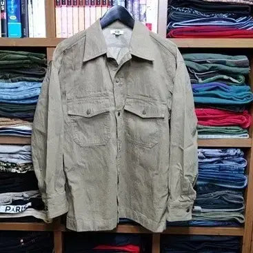 [BUNJANG] Uniqlo U Denim Oversized Shirt Khaki / Uniqlo U 유니클로 U 데님 오버사이즈 셔츠 카키 M (100)