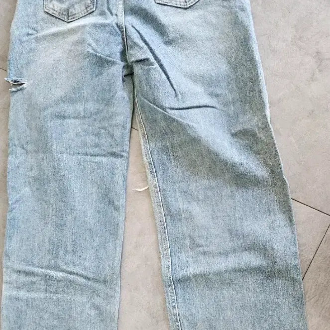 [BUNJANG] Denim Wide Ripped Jeans S / 연청 데님 와이드 찢청  팬츠 S