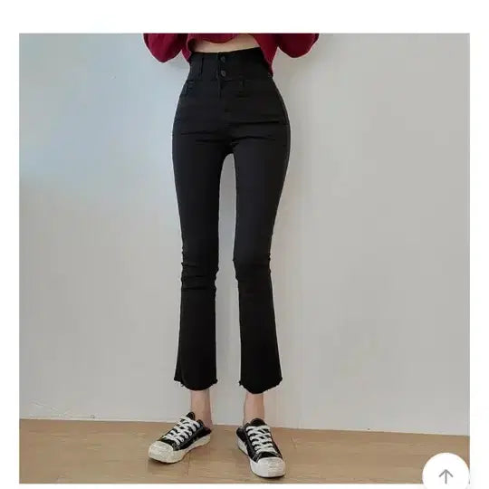 [BUNJANG] Black High-Waist Bootcut Jeans / 블랙 하이웨스트 팬츠