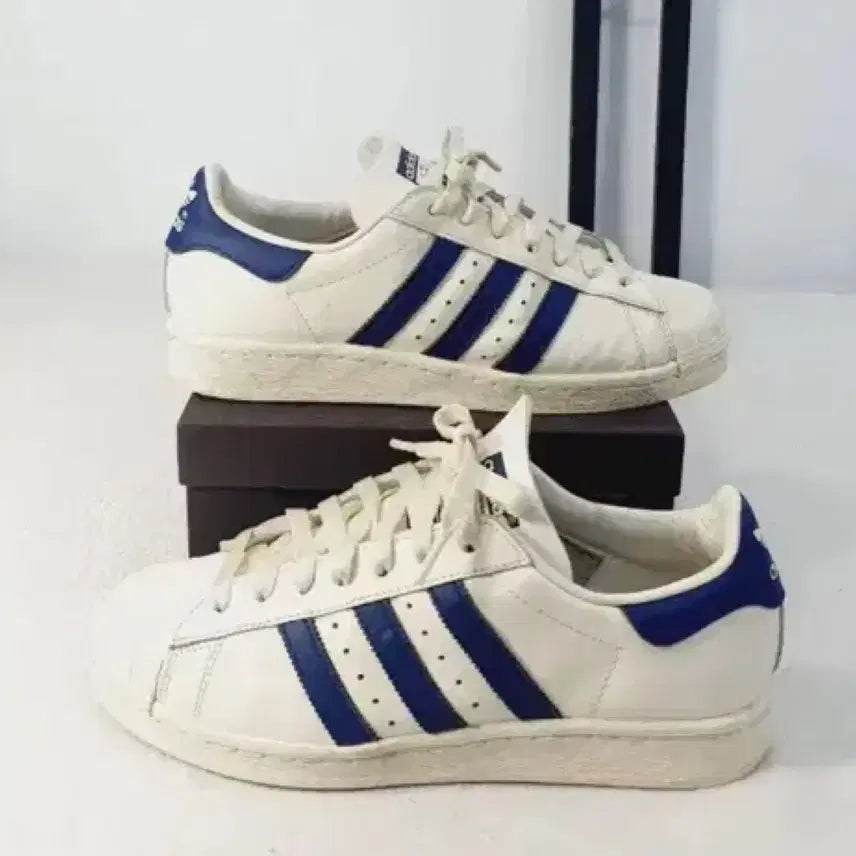 [BUNJANG] Adidas Superstar White Dark Blue Sneakers / 아디다스 슈퍼스타 265 흰남
