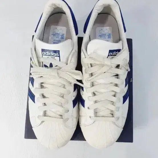 [BUNJANG] Adidas Superstar White Dark Blue Sneakers / 아디다스 슈퍼스타 265 흰남