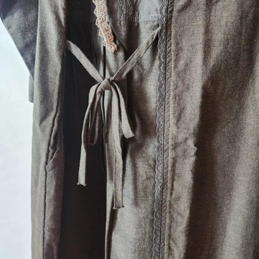 [BUNJANG] Bohemian Long Khaki Dress / 보헤미안 스카프 롱 카키 원피스