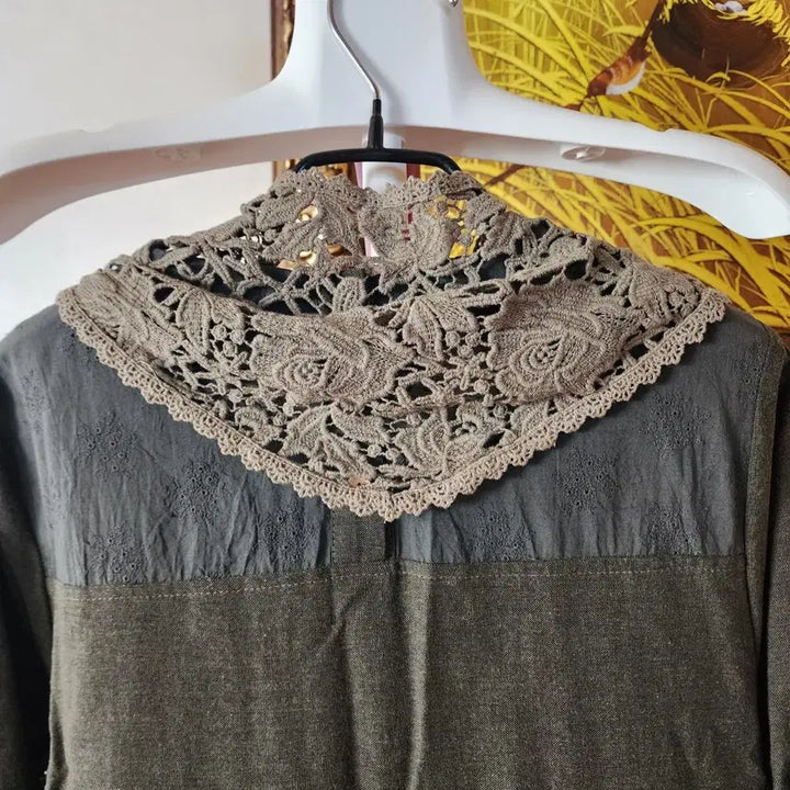 [BUNJANG] Bohemian Long Khaki Dress / 보헤미안 스카프 롱 카키 원피스