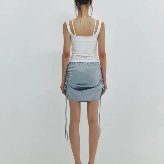 [BUNJANG] Meen Shirring Layered Sleeveless Top / 민더리 셔링 레이어드 슬리브리스 화이트 (키오프 벨 착용 상품) meen