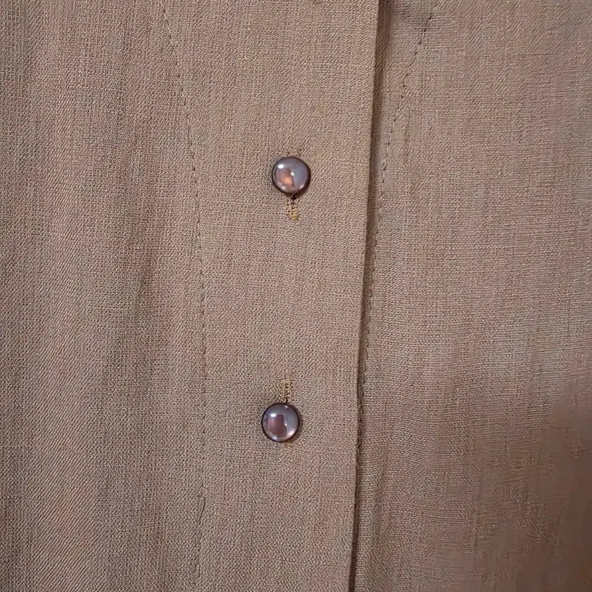 [BUNJANG] V-Neck Shirt Blouse / 브라운 브이넥 셔츠 블라우스