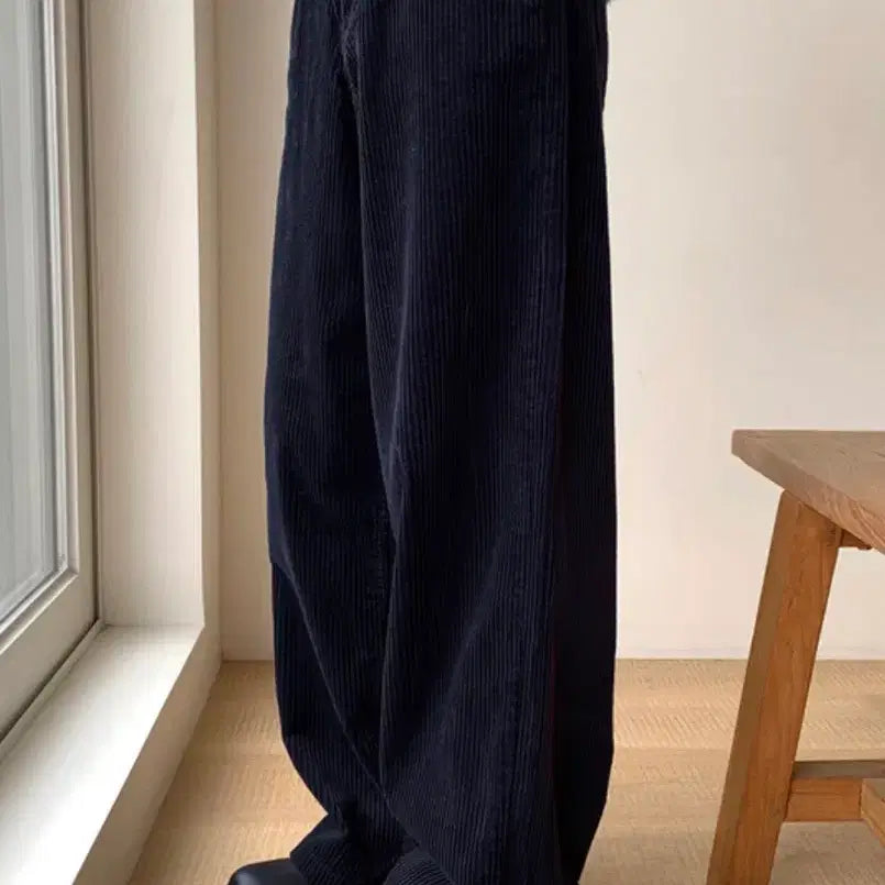 [BUNJANG] Wide Corduroy Pants Navy / 와이드 코듀로이 팬츠 네이비 색상