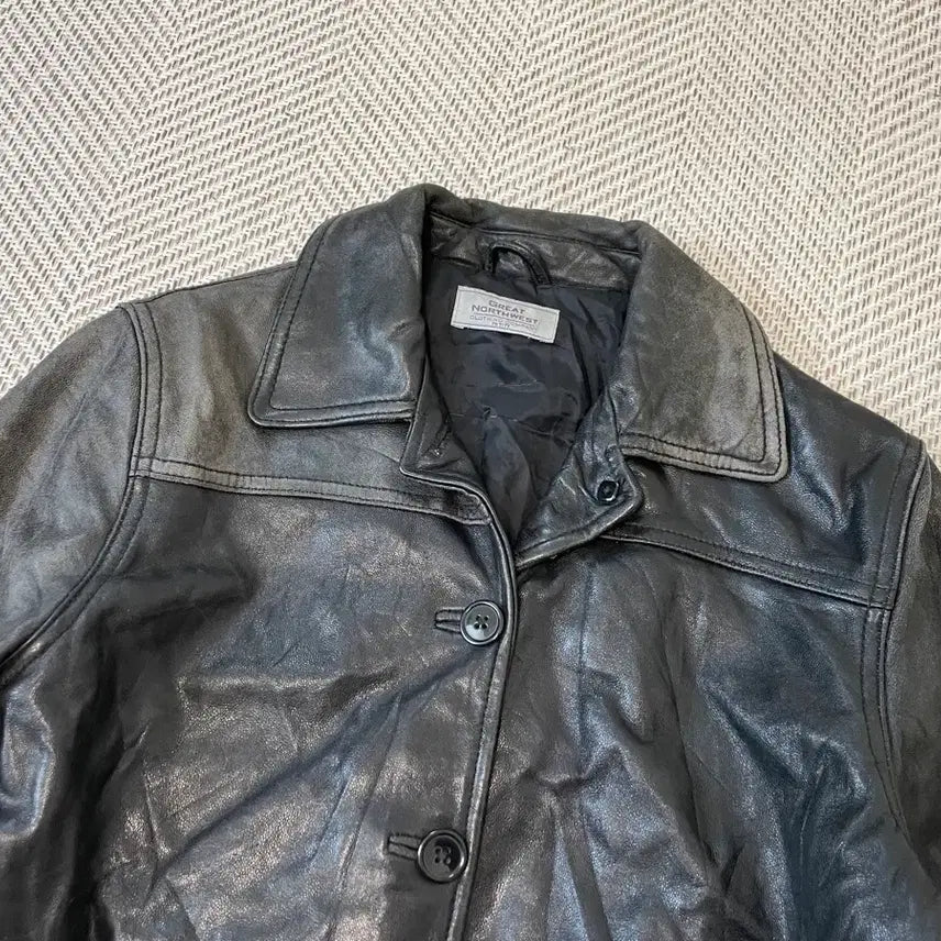 [BUNJANG] Vintage Two-Tone Lambskin Leather Jacket / 빈티지 투톤 양가죽 레더자켓  J03916