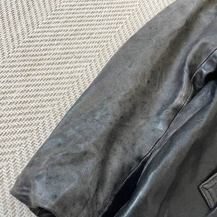 [BUNJANG] Vintage Two-Tone Lambskin Leather Jacket / 빈티지 투톤 양가죽 레더자켓  J03916