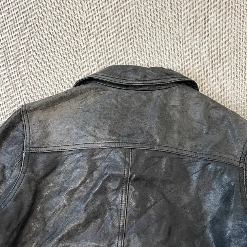 [BUNJANG] Vintage Two-Tone Lambskin Leather Jacket / 빈티지 투톤 양가죽 레더자켓  J03916