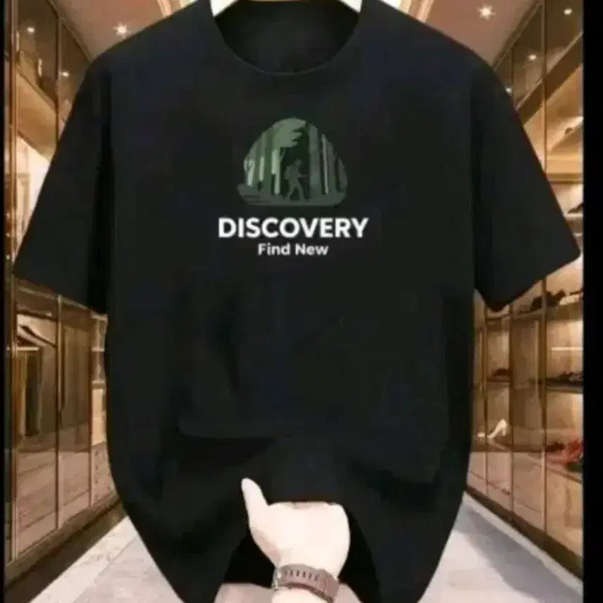 [BUNJANG] Discovery Printing Navy T-shirt / 디스커버리 프린팅 반팔 티셔츠 네이비95-110