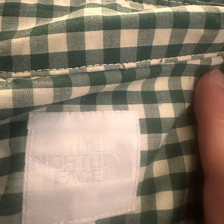 [BUNJANG] The North Face Green Gingham Padded Jacket / 일본 노스페이스 그린깅엄 나일론 자켓 셔츠 패디드셔츠