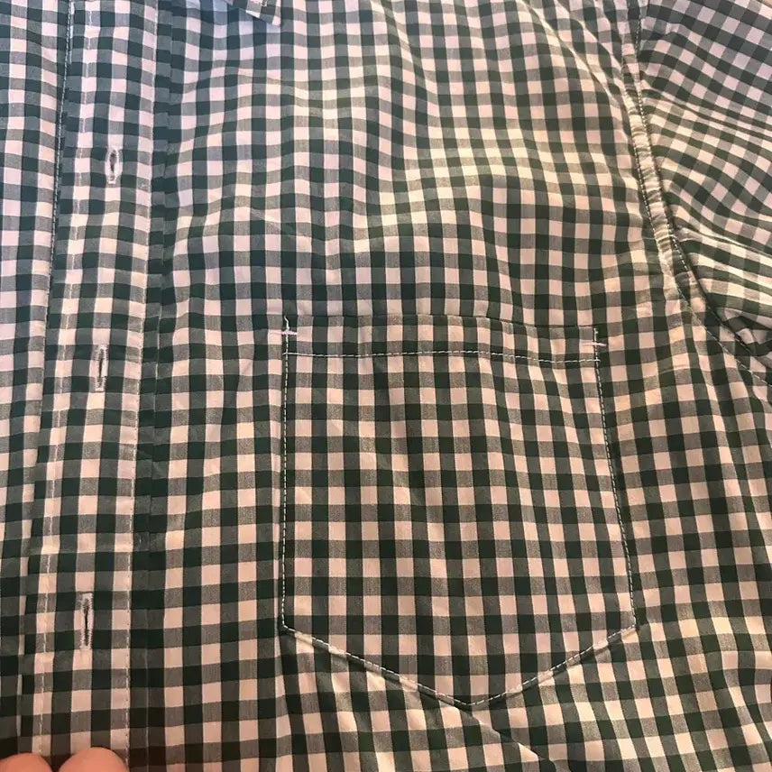 [BUNJANG] The North Face Green Gingham Padded Jacket / 일본 노스페이스 그린깅엄 나일론 자켓 셔츠 패디드셔츠