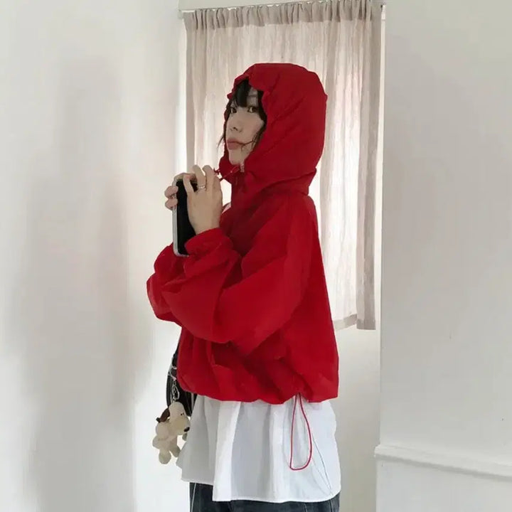 [BUNJANG] The R &amp; Hooded Windbreaker Jacket / 더르랜후드바람막이점퍼