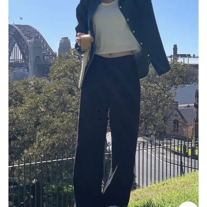 [BUNJANG] Wide Black Denim Pants / 와이드 블랙 데님 팬츠