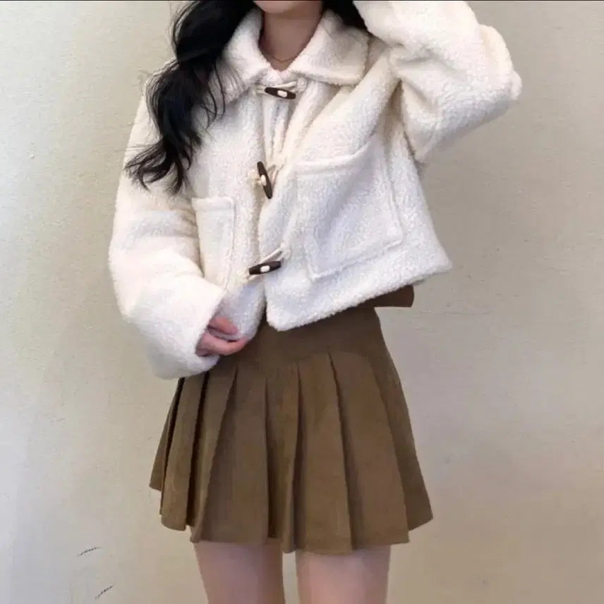 [BUNJANG] Ivory Short Teddy Coat / 급처) 아이보리 뽀글이 떡볶이 코트 에이블리 지그재그