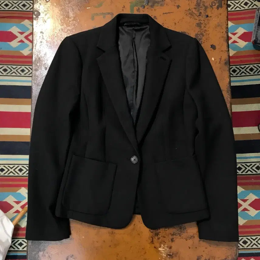 [BUNJANG] Armani Exchange Black One-Button Blazer Jacket (Women's Size 44) / 아르마니 익스체인지 블랙 원버튼 블레이저 자켓 여성 44 사이즈