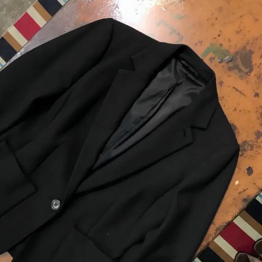 [BUNJANG] Armani Exchange Black One-Button Blazer Jacket (Women's Size 44) / 아르마니 익스체인지 블랙 원버튼 블레이저 자켓 여성 44 사이즈