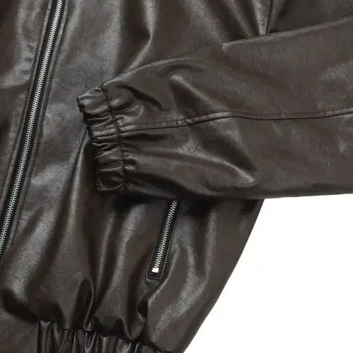 [BUNJANG] Man Biker Leather Crop Jacket / 남자 바이커 레더 가죽 크롭 자켓 2컬러