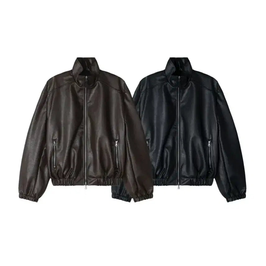 [BUNJANG] Man Biker Leather Crop Jacket / 남자 바이커 레더 가죽 크롭 자켓 2컬러