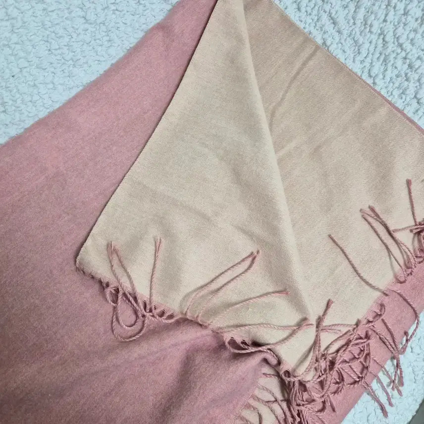 [BUNJANG] Bogner Viscose Wool Big Shawl Scarf / 보그너 비스코스 울 빅숄 머플러 핑크 아이보리 배색 70*200
