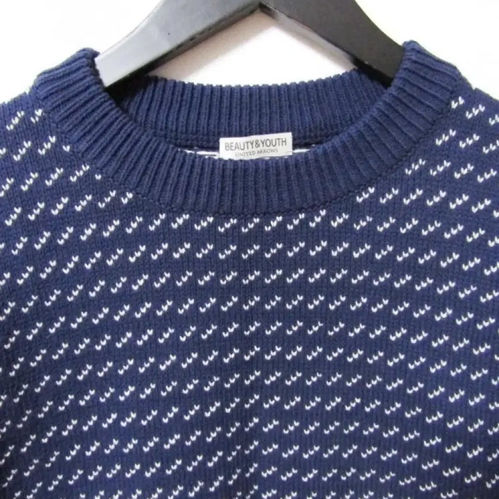 [BUNJANG] Beauty &amp; Youth Buzz Eye Pattern Crew Neck Sweatshirt / 뷰티앤유스 버즈아이 패턴 크루넥 스웨트