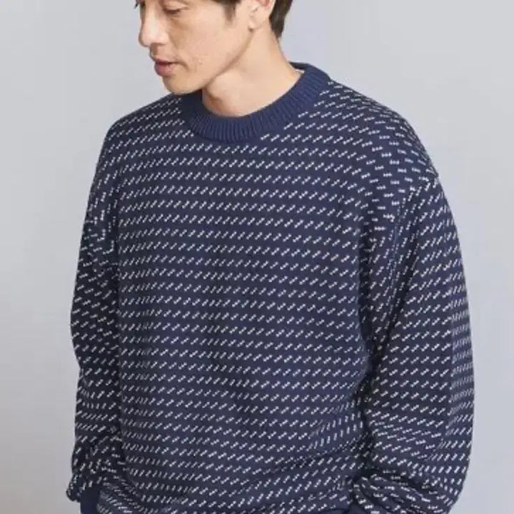 [BUNJANG] Beauty &amp; Youth Buzz Eye Pattern Crew Neck Sweatshirt / 뷰티앤유스 버즈아이 패턴 크루넥 스웨트