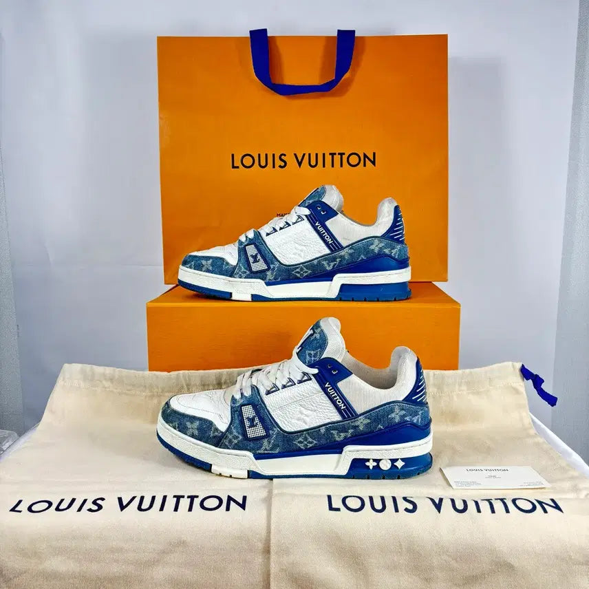 [BUNJANG] Louis Vuitton LV Trainer Sneakers Denim Blue / (정품,6.5)루이비통 LV 트레이너 스니커즈 데님 블루