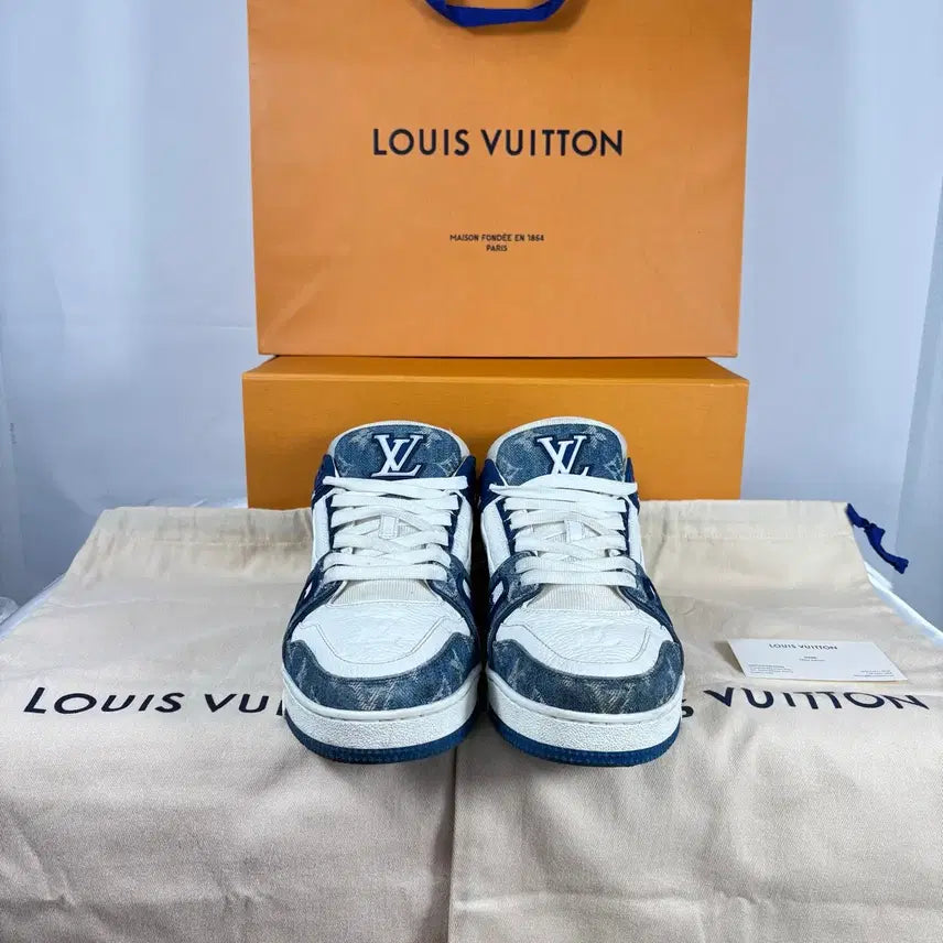 [BUNJANG] Louis Vuitton LV Trainer Sneakers Denim Blue / (정품,6.5)루이비통 LV 트레이너 스니커즈 데님 블루