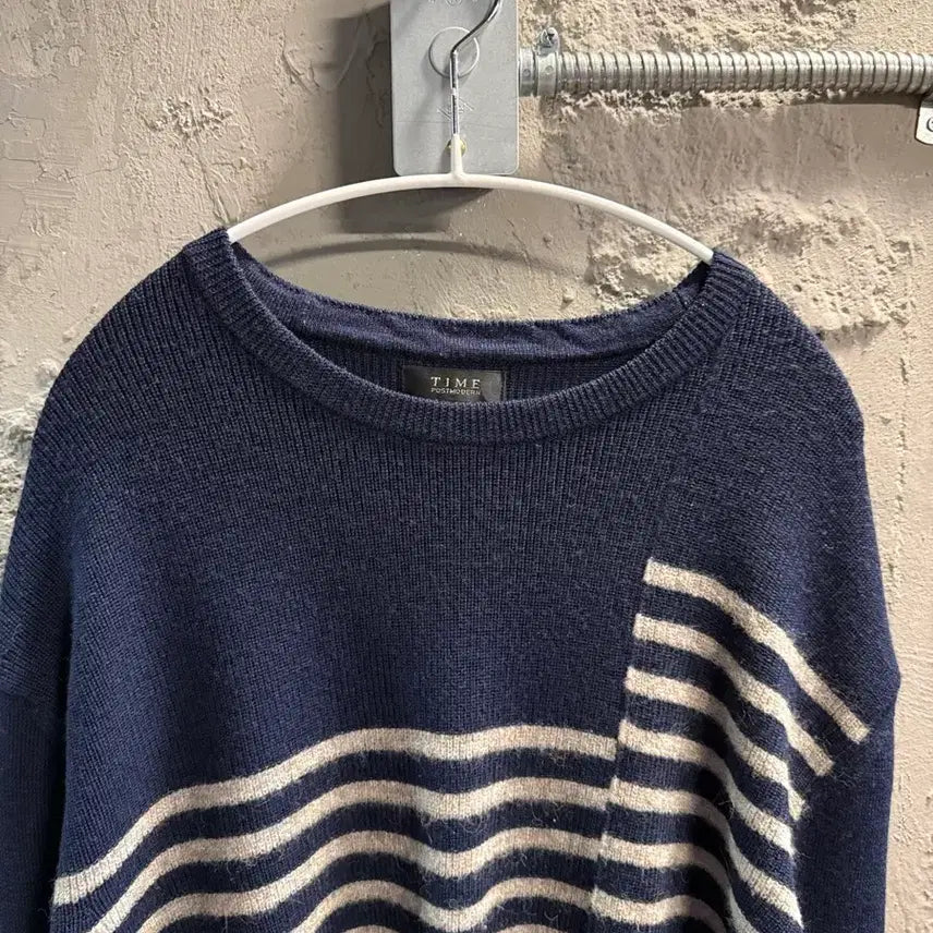 [BUNJANG] TIME Modern Stripe Wool Knit Navy / 타임 TIME 포스트모던 스트라이프 울 니트 네이비 90