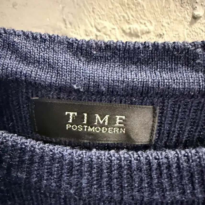 [BUNJANG] TIME Modern Stripe Wool Knit Navy / 타임 TIME 포스트모던 스트라이프 울 니트 네이비 90