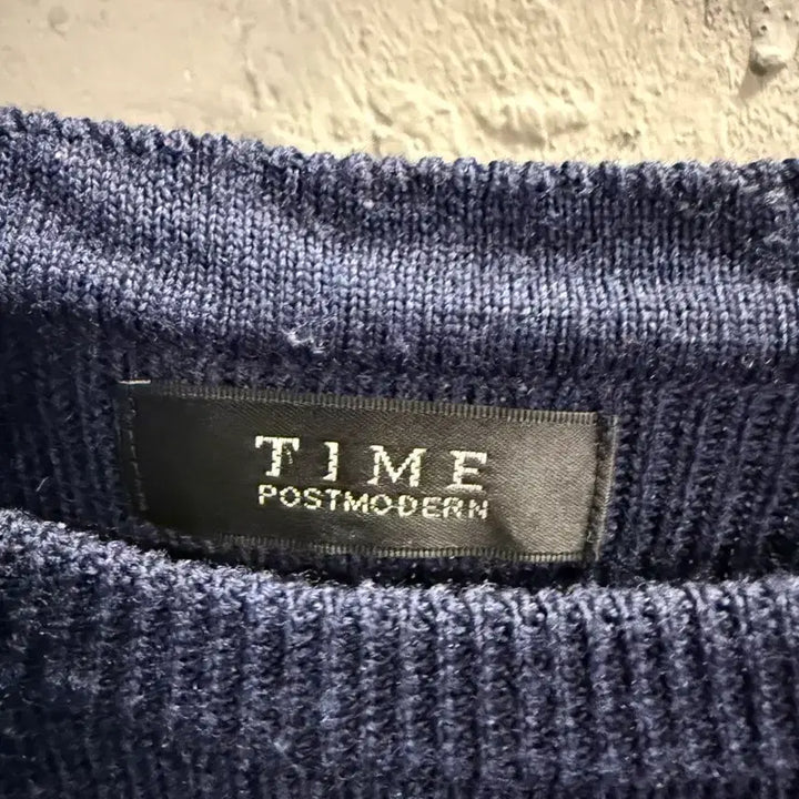 [BUNJANG] TIME Modern Stripe Wool Knit Navy / 타임 TIME 포스트모던 스트라이프 울 니트 네이비 90