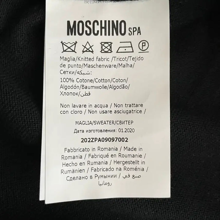 [BUNJANG] MOSCHINO Couture Character Embroidered Black Cotton Knit Sweater / [MOSCHINO]모스키노 꾸뛰르 캐릭터 자수 카튼  블랙 니트/스웨터