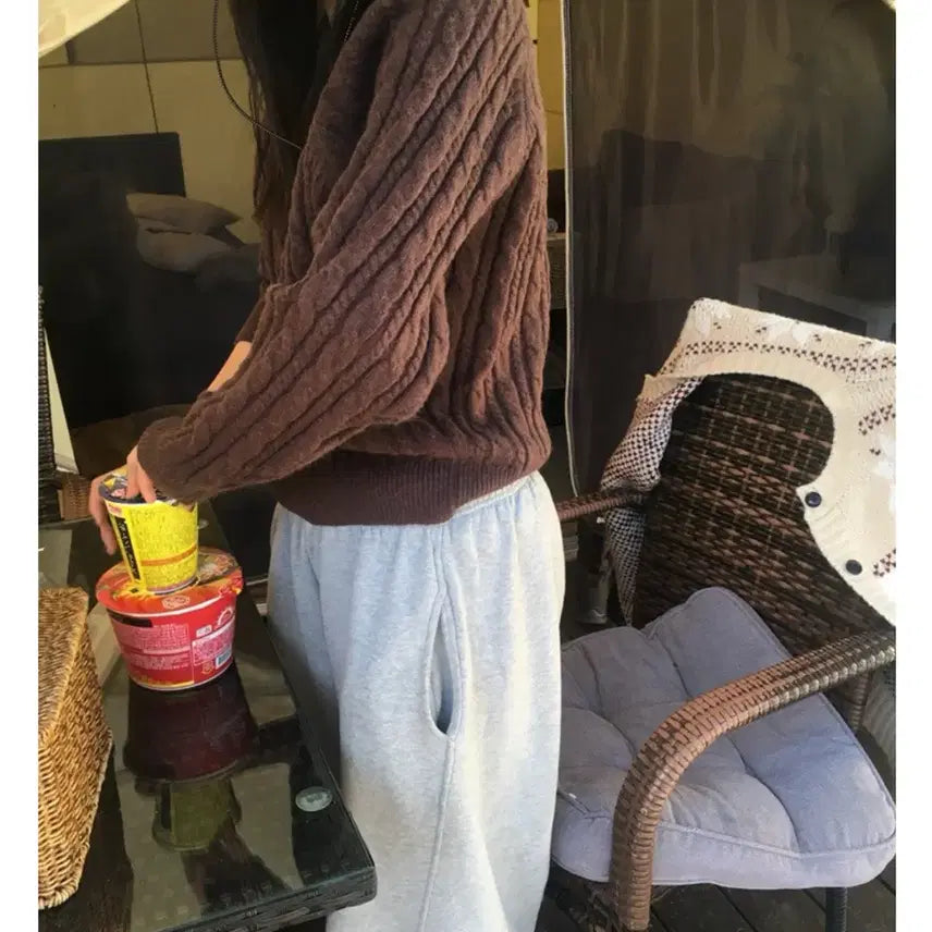 [BUNJANG] Lee Do-hyun Merry Twist Knit Brown / 이도씨 메리 트위스트 니트 브라운