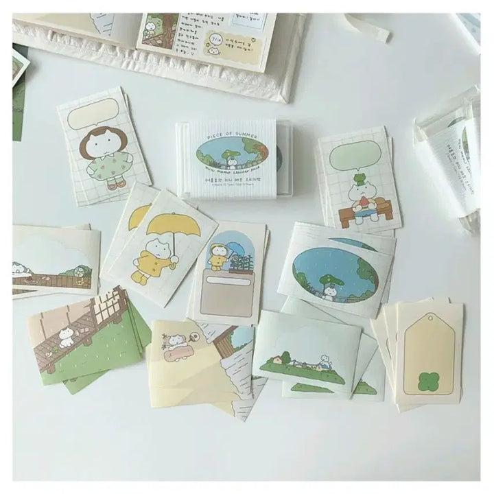 [BUNJANG] Summer Pieces Mini Memo Sticker / 고양이빵집 미니 메모 스티커 여름조각