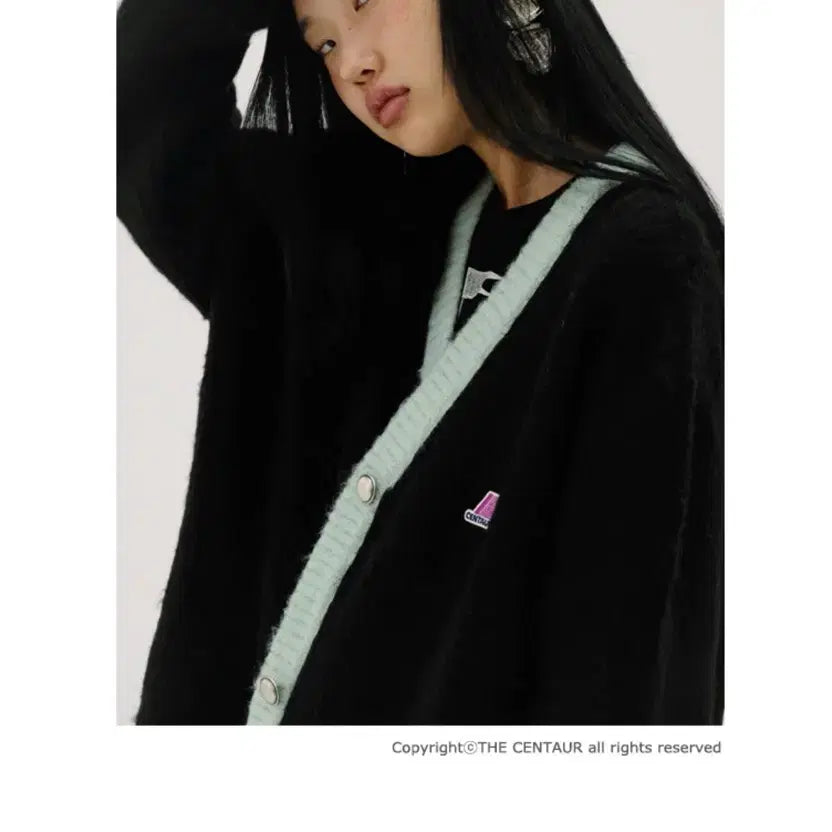 [BUNJANG] The Centaur Color Combination Knit Cardigan Black / [더센토르] 컬러 콤비네이션 니트 가디건 블랙