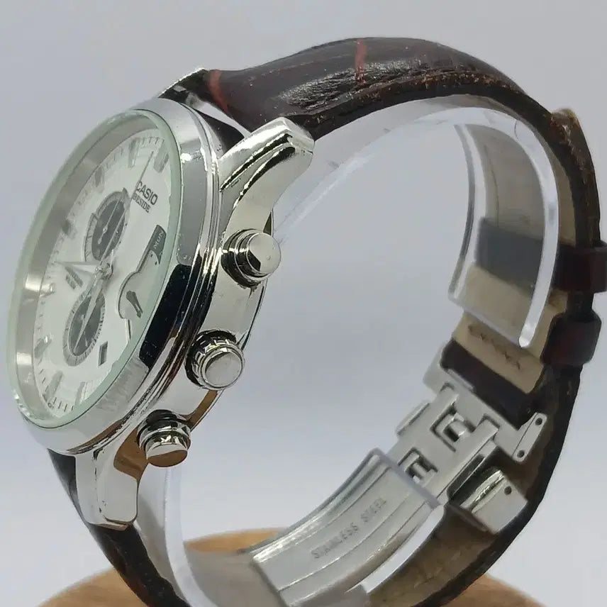 [BUNJANG] Casio BESIDE Chronograph Leather Watch / 카시오 BESIDE 크로노그래프 가죽 시계