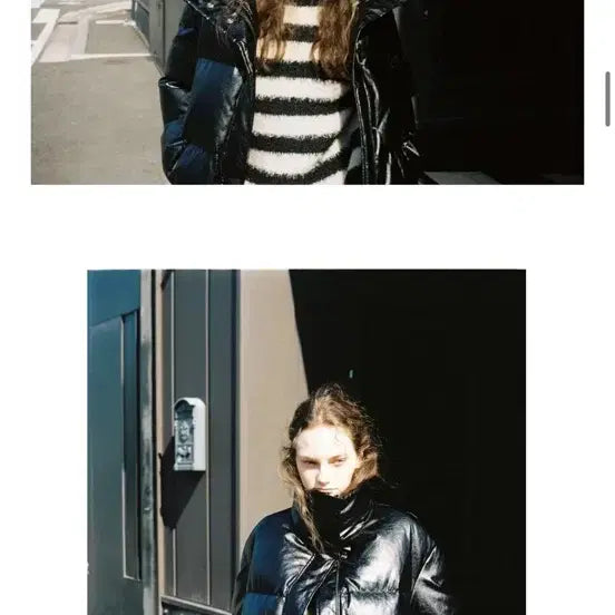 [BUNJANG] Sienne Symbol Leather Down Jacket / 시엔느 심볼 레더 다운패딩